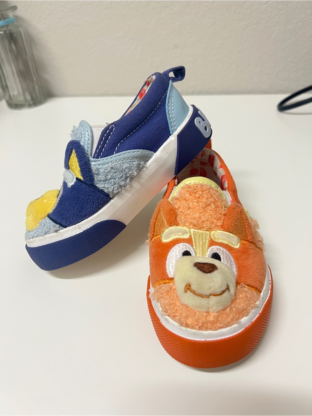 Plush Character Slip-On Kids Slippers - Blue & Orange